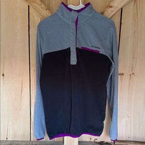 Columbia Two-Tone Gray and Black Fleece with Purple Trim